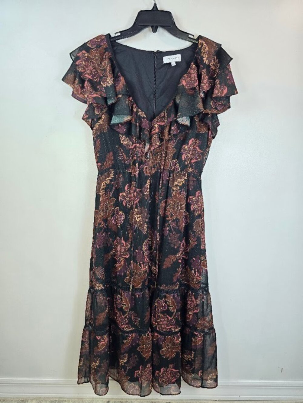 Boho Floral Ruffle Midi Dress M - Picture 5 of 16